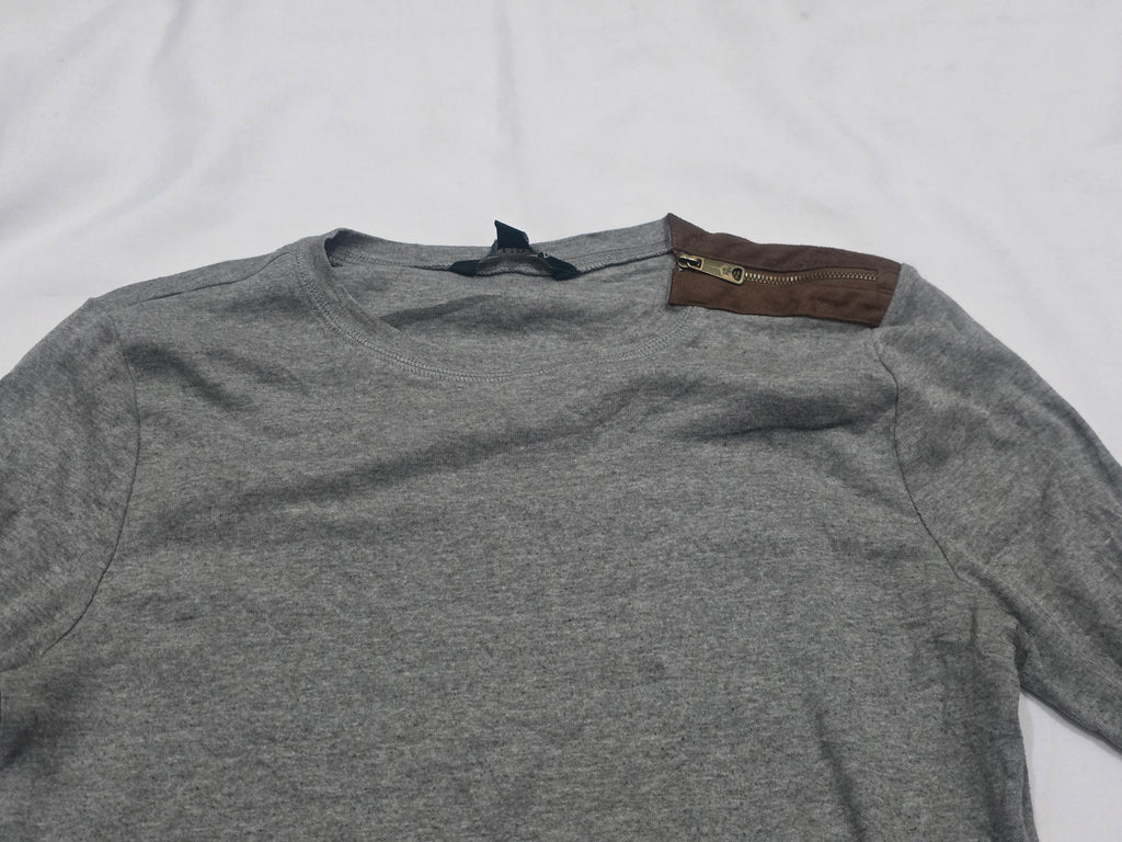 Playera Ralph Lauren De Mujer Gris Con Coderas Café Grande