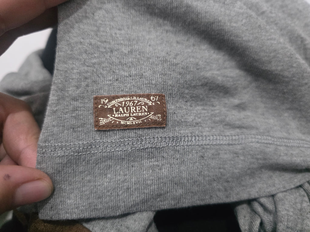 Playera Ralph Lauren De Mujer Gris Con Coderas Café Grande