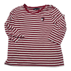 Playera Tommy Hilfiger De Mujer Grande Roja Rayada Manga 3/4