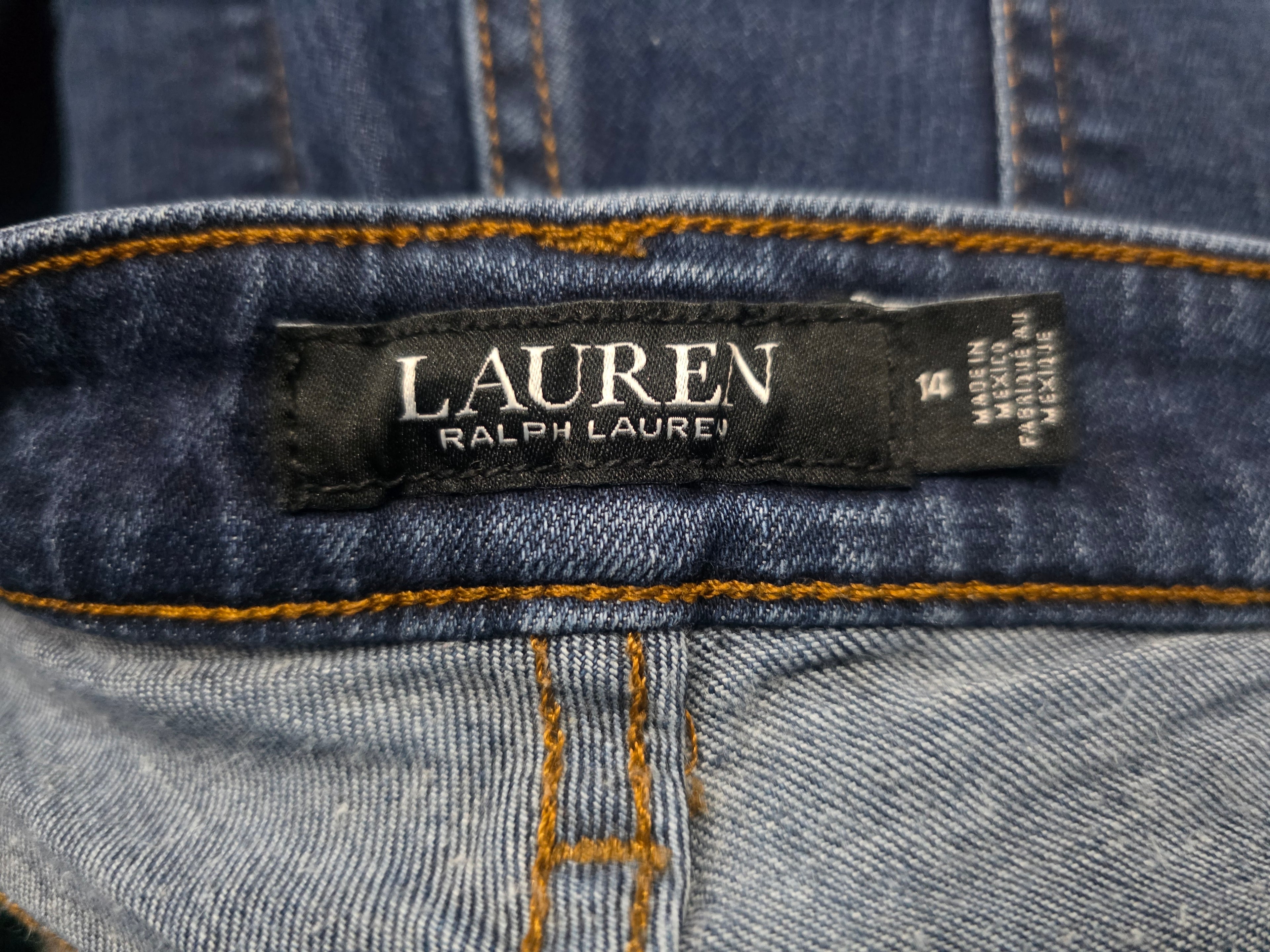 Pantalon Ralph Lauren Black Mujer Talla 14 Mezclilla Azul