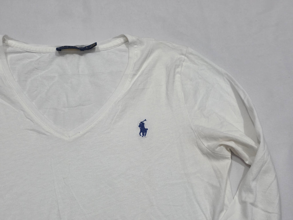Playera Polo Ralph Lauren De Mujer Blanca Grande Poni Azul