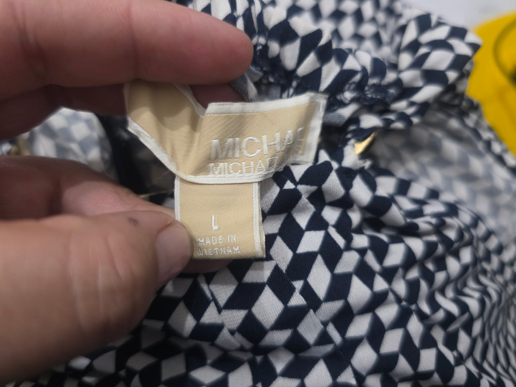 Vestido Michael Kors Mujer Talla Grande Azulblanco Geometric