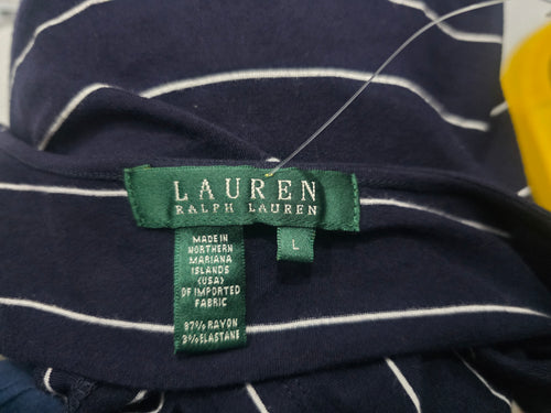 Blusa Ralph Lauren Grande Rayon Azul Marino Manga Corta