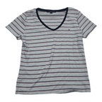 Playera Tommy Hilfiger Azul Ineas Grises Manga Corta Grande