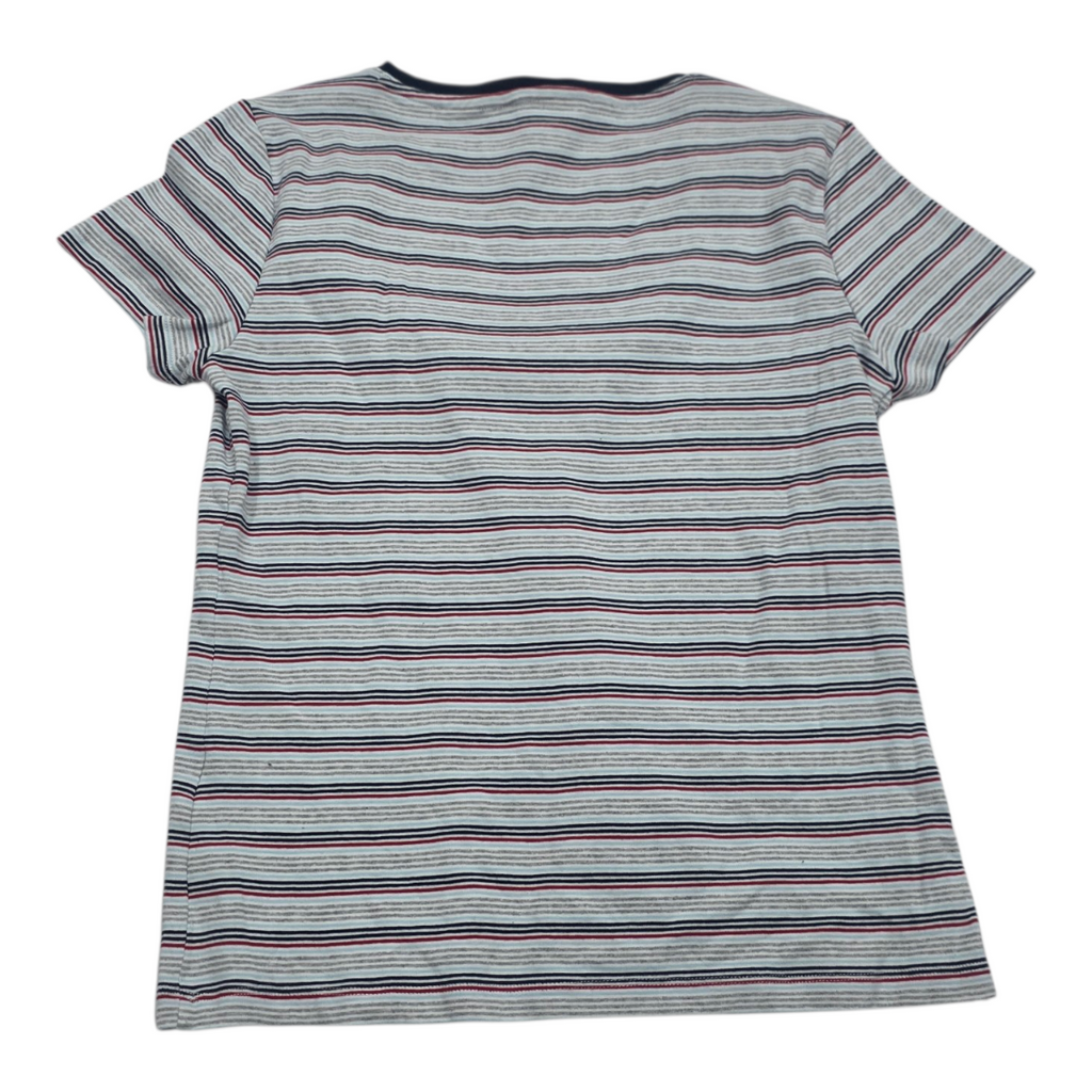 Playera Tommy Hilfiger Azul Ineas Grises Manga Corta Grande