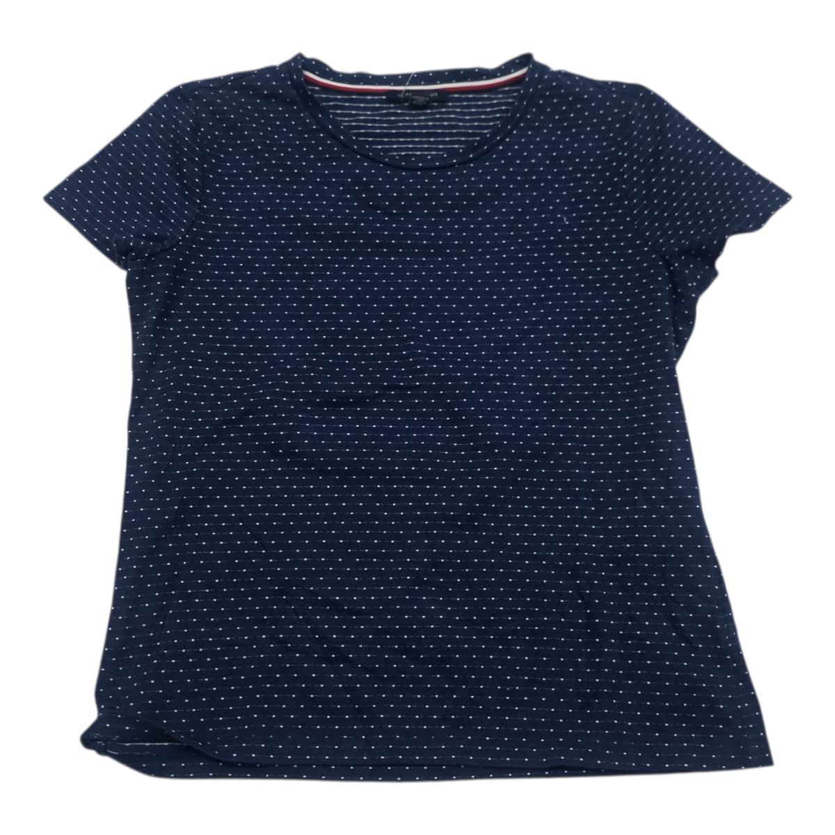Playera Tommy Hilfiger Mujer Azul Con Lunares Manga Corta