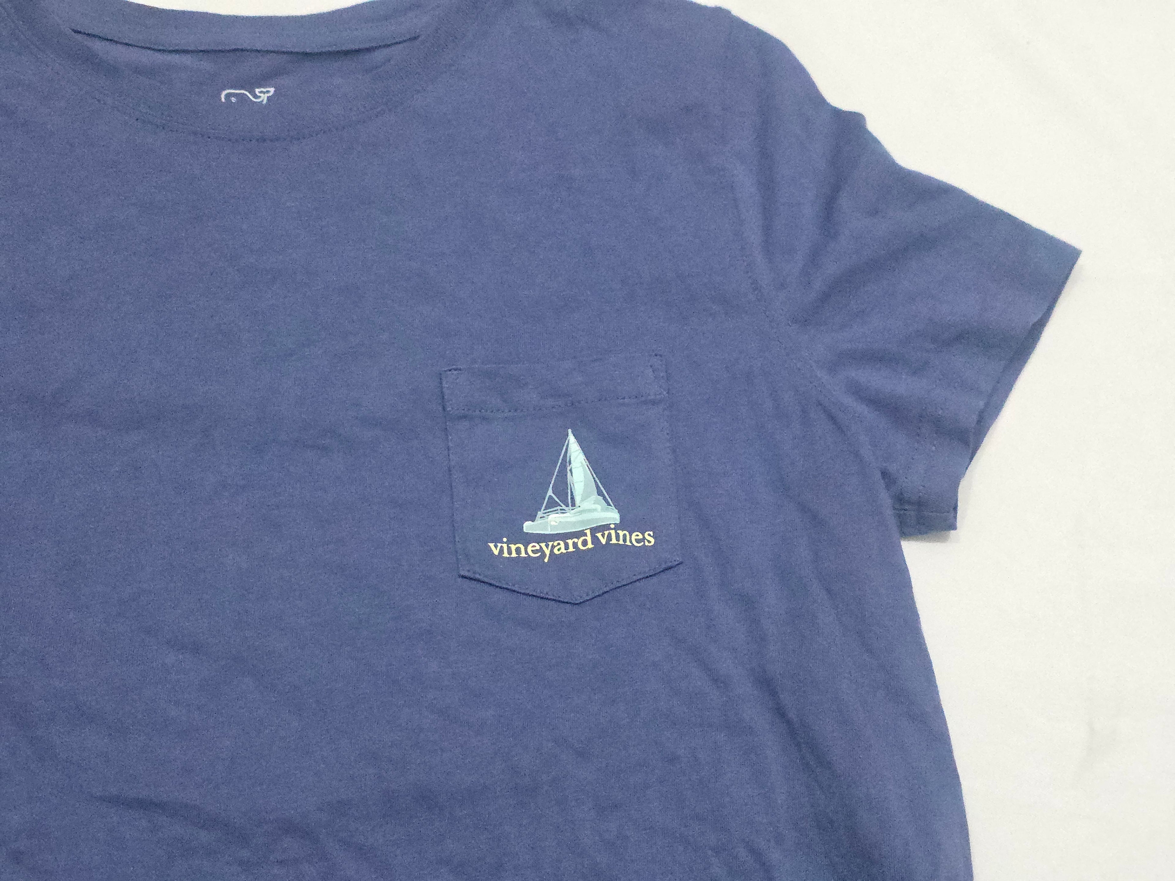 Playera Vineyard Vines Mujer Azul Acero Manga Corta Mediana