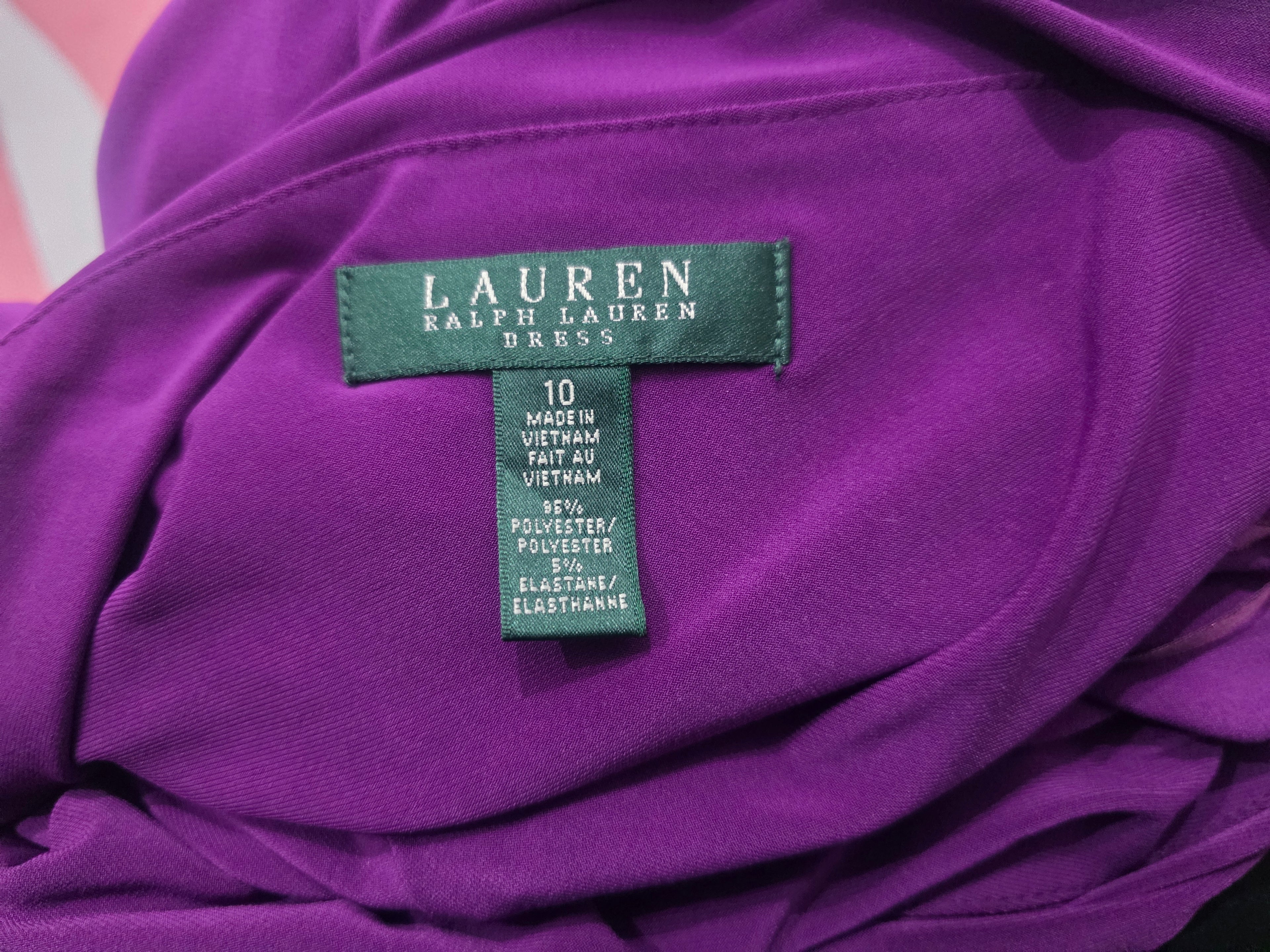 Vestido A Un Hombro Ralph Lauren Talla 10 Colo Violeta Mujer