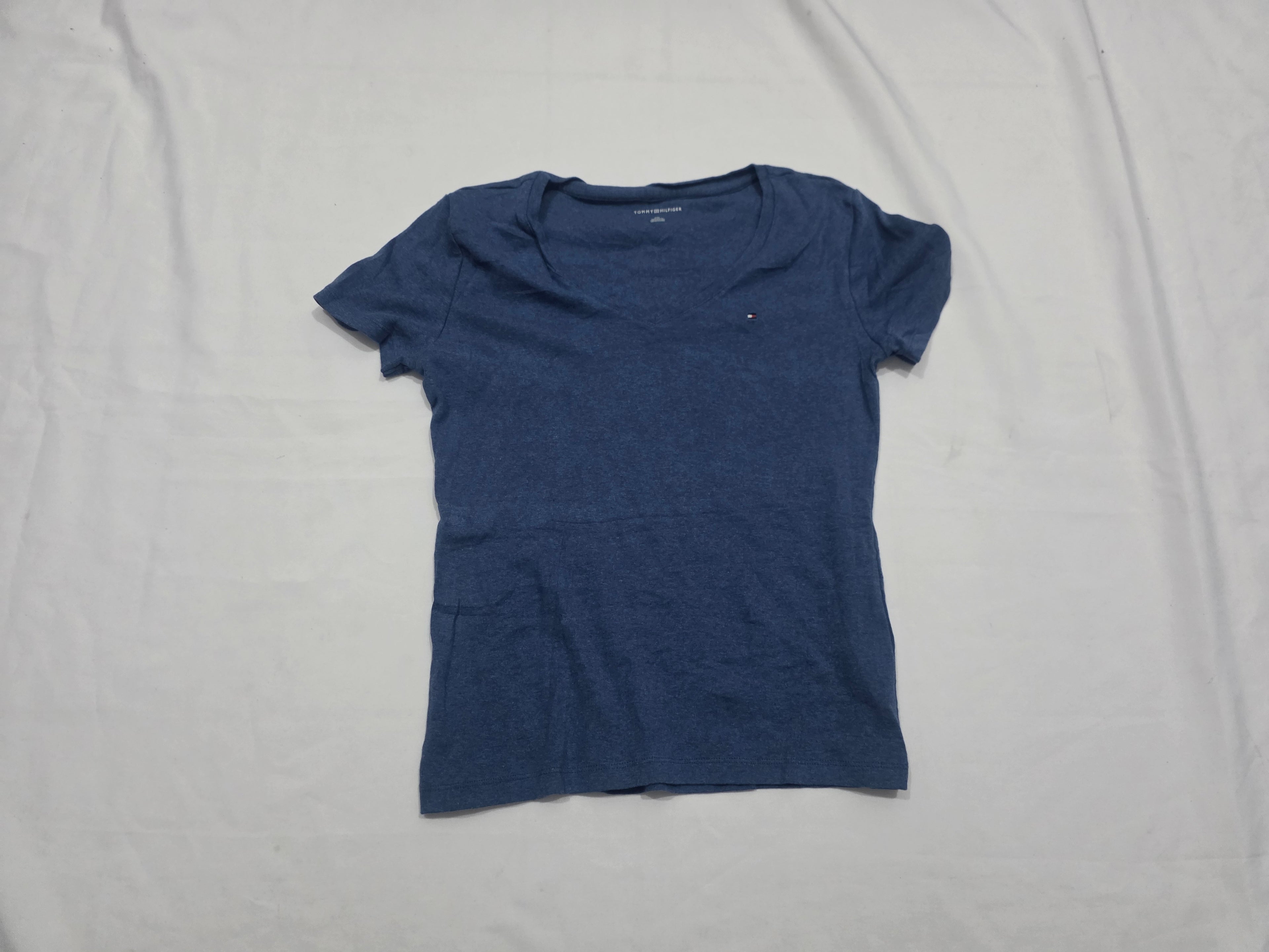Playera Tommy Hilfiger Mujer Azul Acero Grande Manga Corta