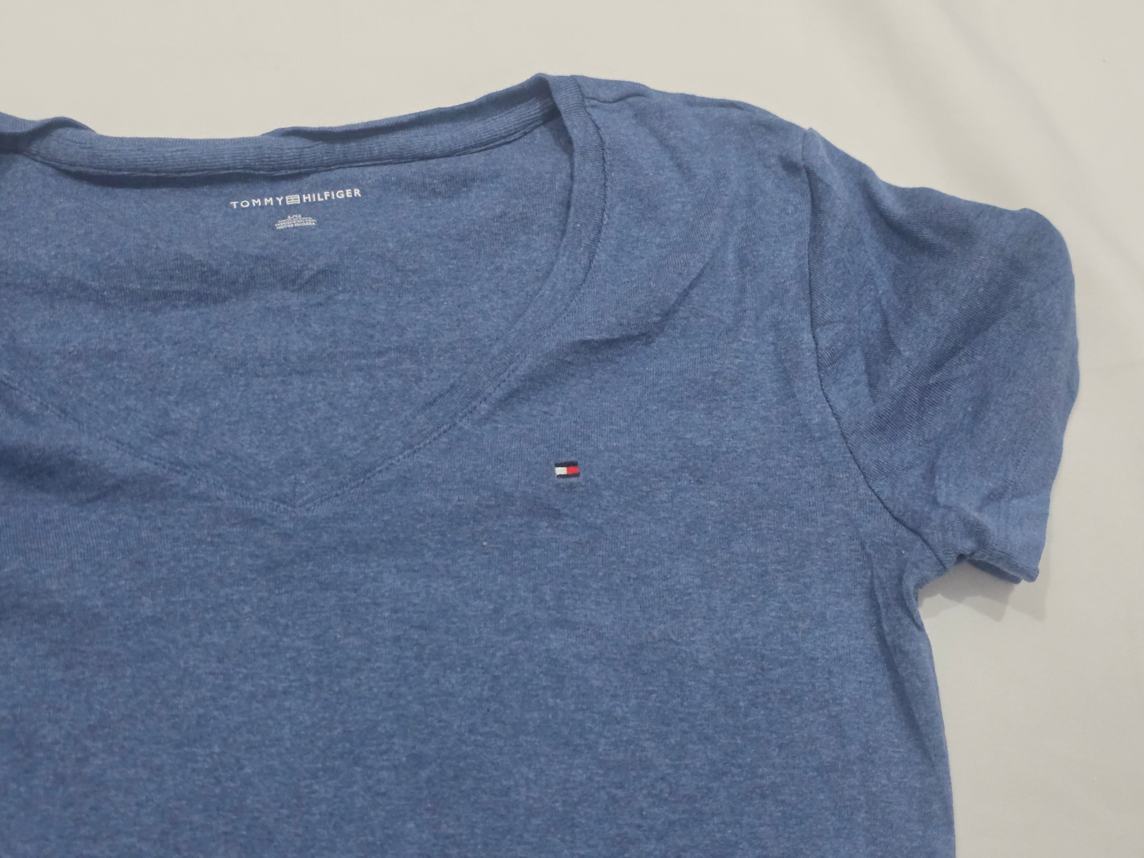 Playera Tommy Hilfiger Mujer Azul Acero Grande Manga Corta