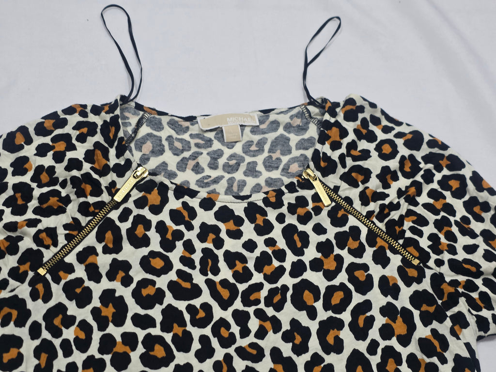 Blusa Michael Kors Animal Print Mujer Grande Manga Larga