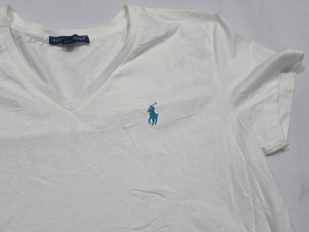 Playera Ralph Lauren Blanca Manga Corta Grande Mujer Poni