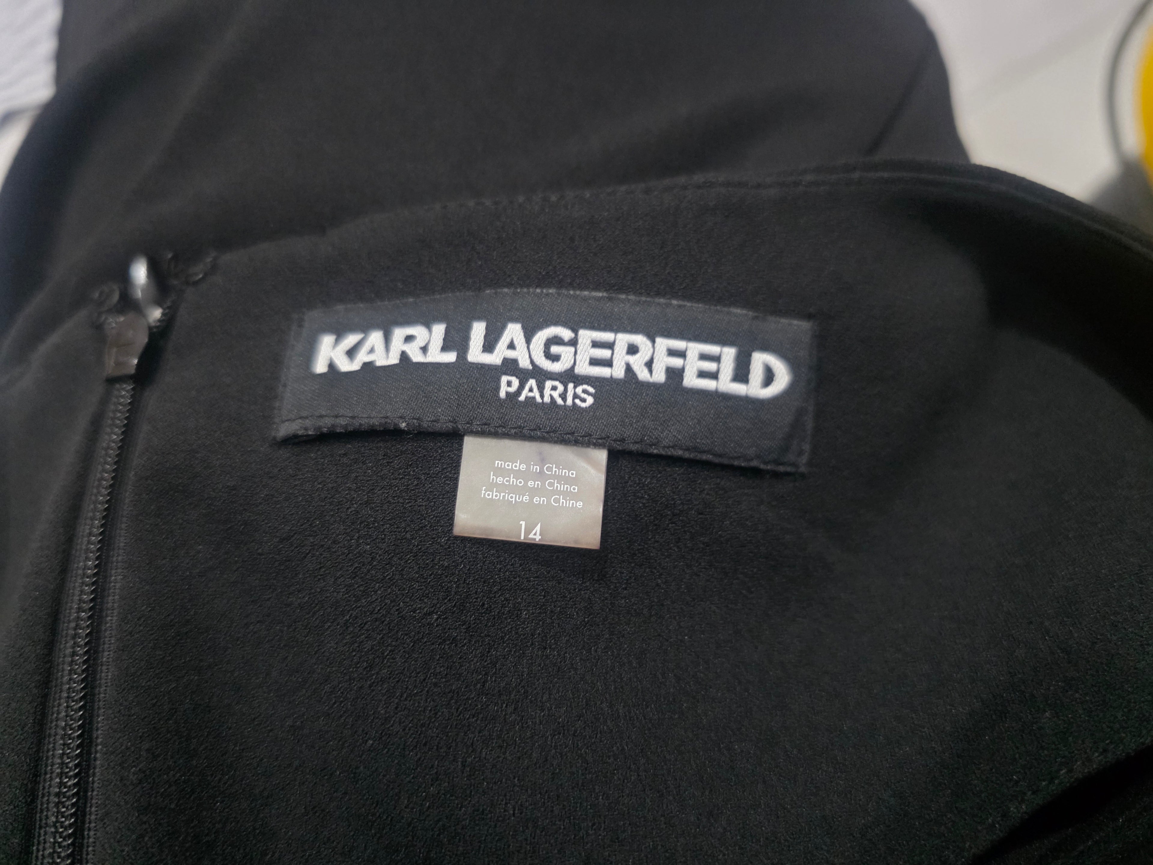 Vestido Karl Lagerfeld Mujer Talla 14 Negro Manga Corta