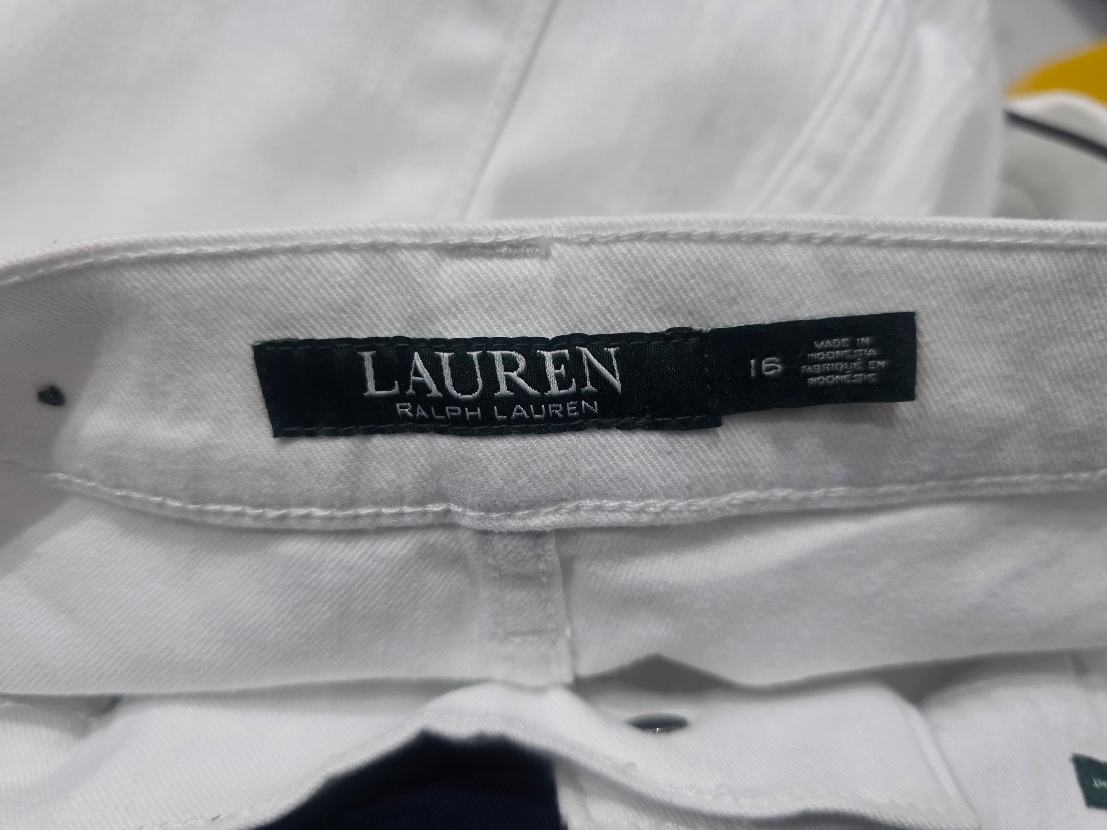 Pantalon Ralph Lauren Mujer Talla 16 Blanco De Mezclilla