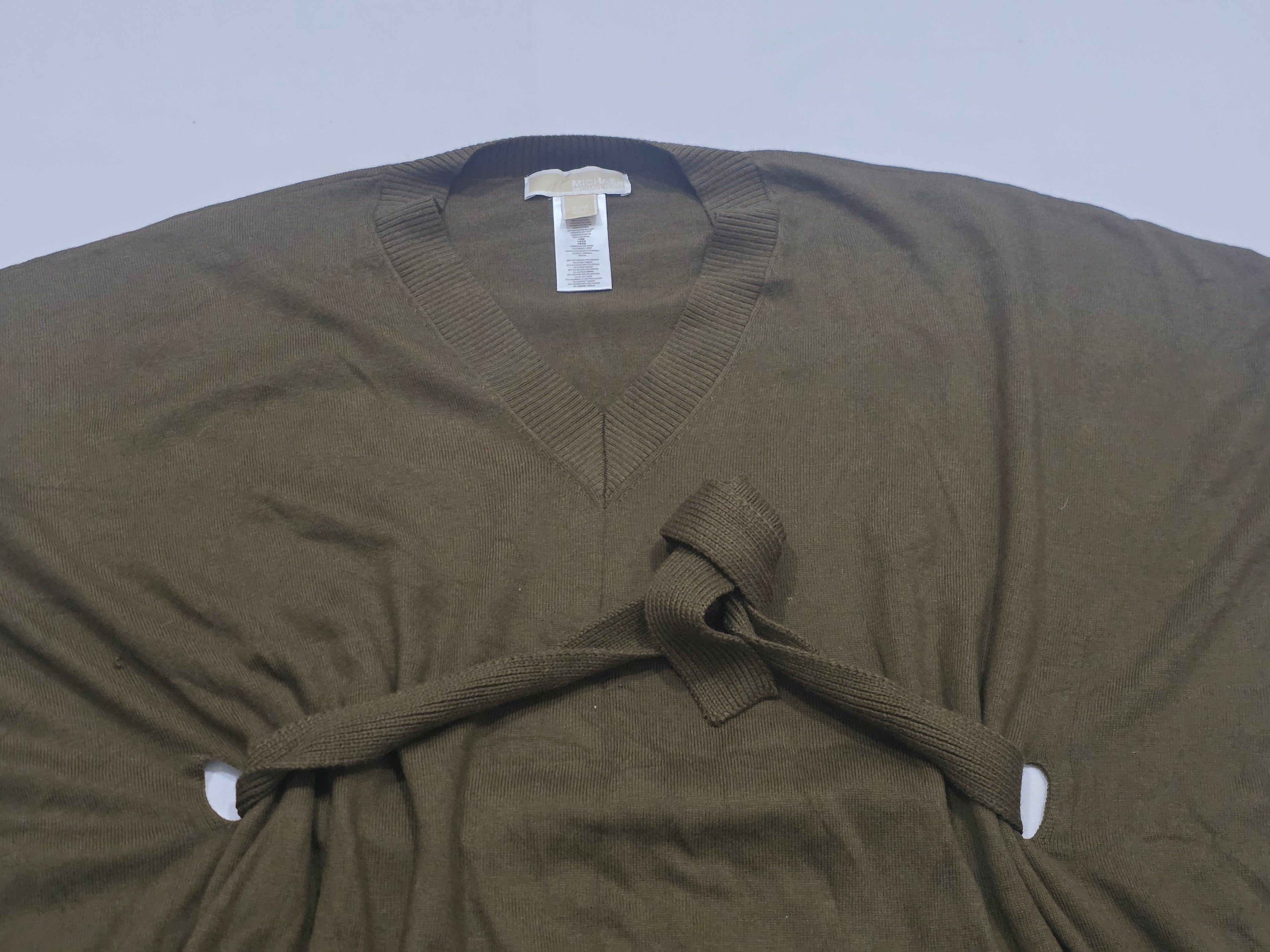 Suéter Poncho Michael Kors Mujer S/m Verde Olivo Con Lazo