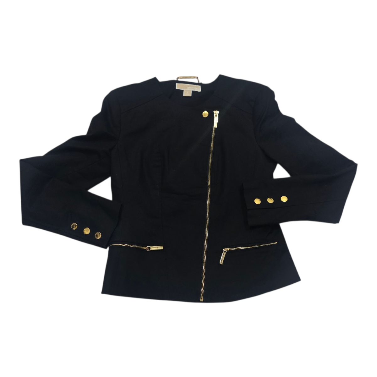 Blazer Michael Kors Mujer Talla 4 Negro Cierre Dorado