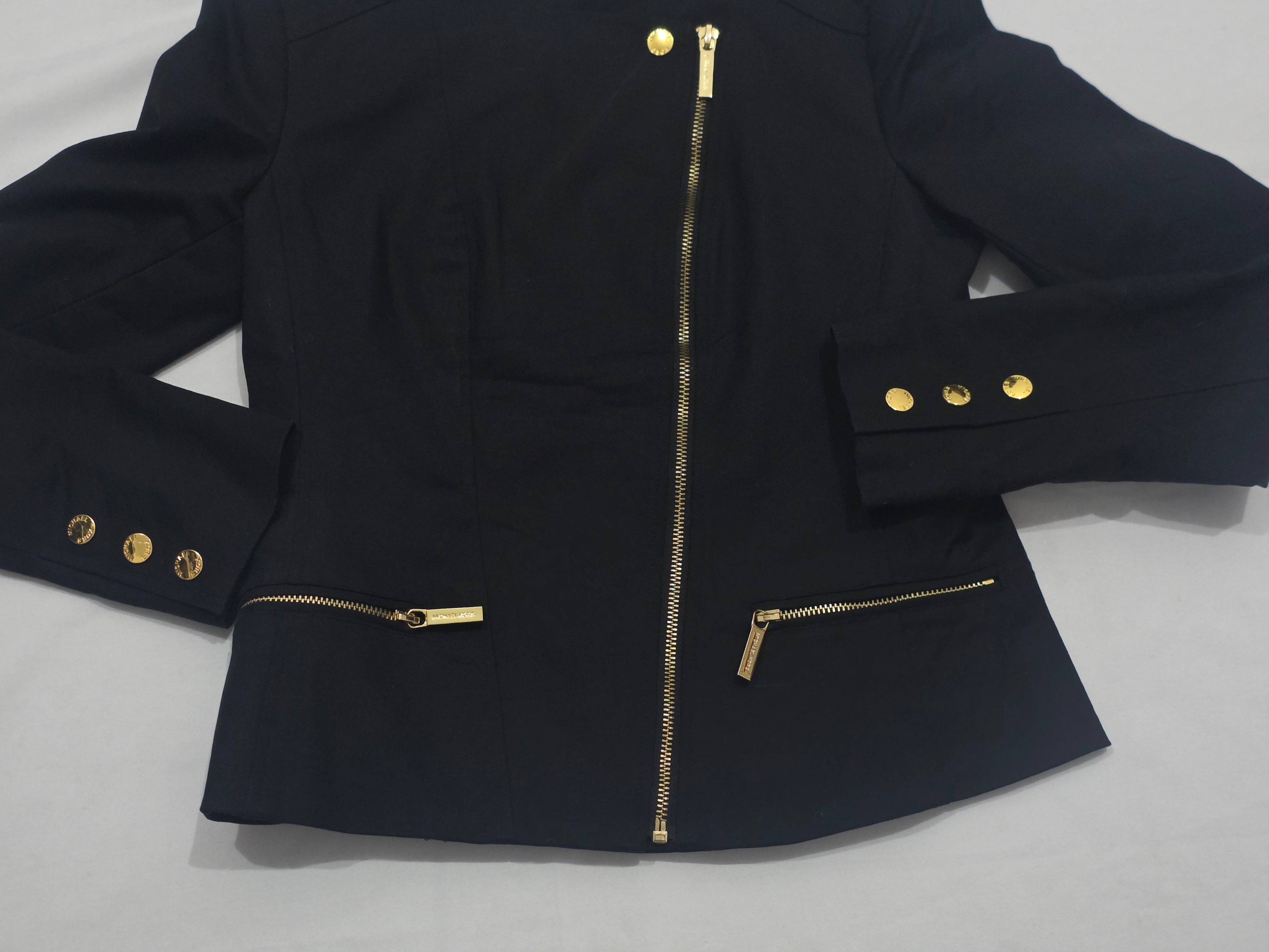Blazer Michael Kors Mujer Talla 4 Negro Cierre Dorado