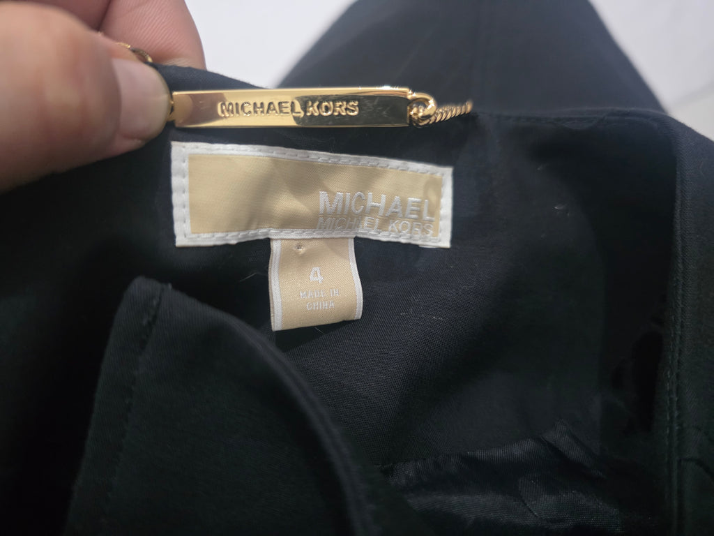 Blazer Michael Kors Mujer Talla 4 Negro Cierre Dorado