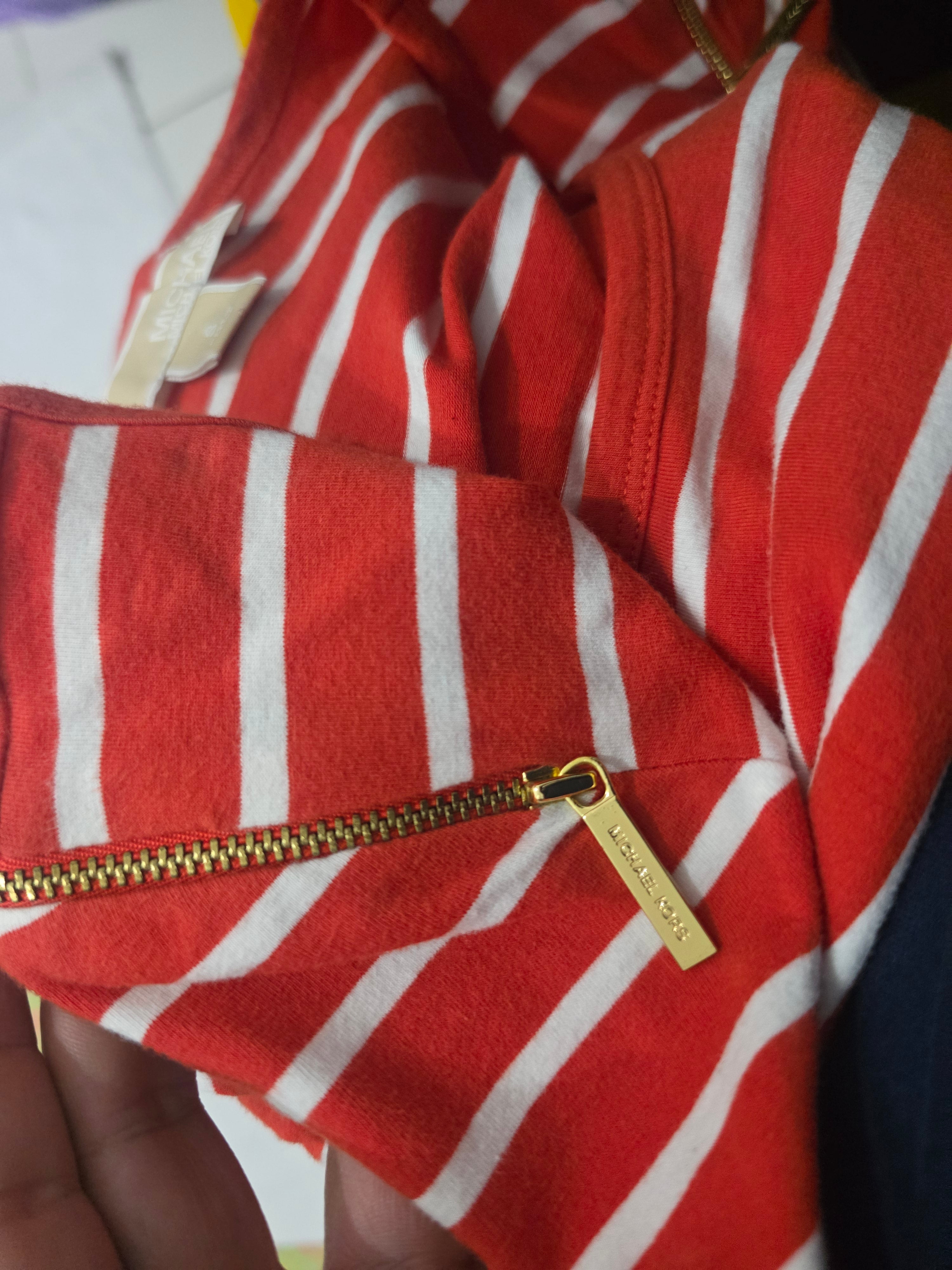 Playera Michael Kors Manga Corta Mujer Color Naranja Rayada