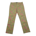 Pantalon Ralph Lauren Talla 6 Color Verde Con Figuras Rosas