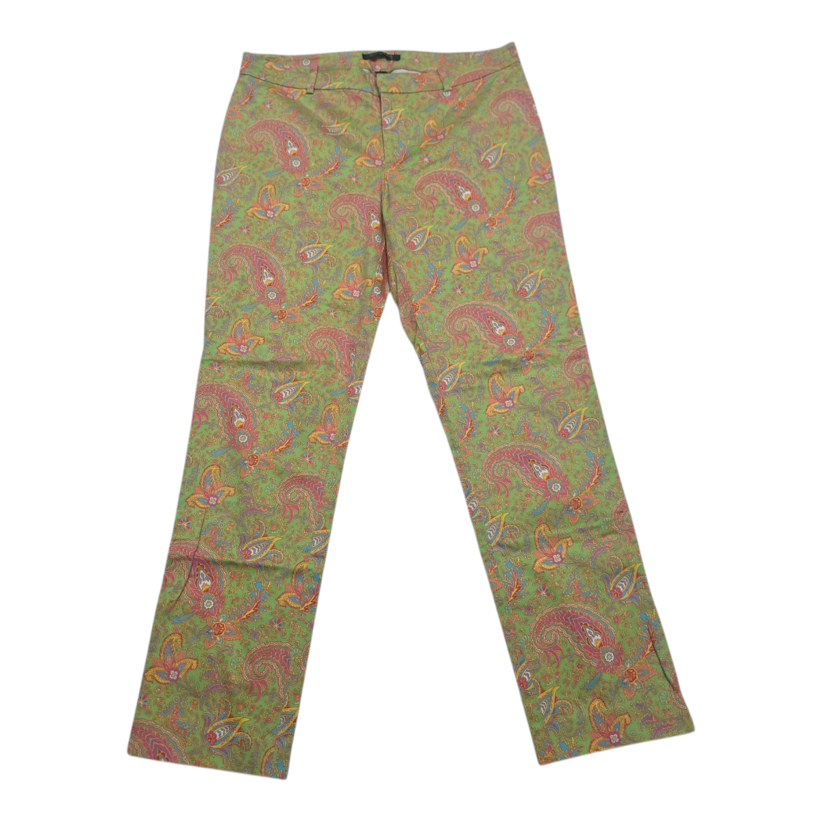 Pantalon Ralph Lauren Talla 6 Color Verde Con Figuras Rosas