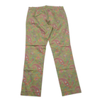 Pantalon Ralph Lauren Talla 6 Color Verde Con Figuras Rosas