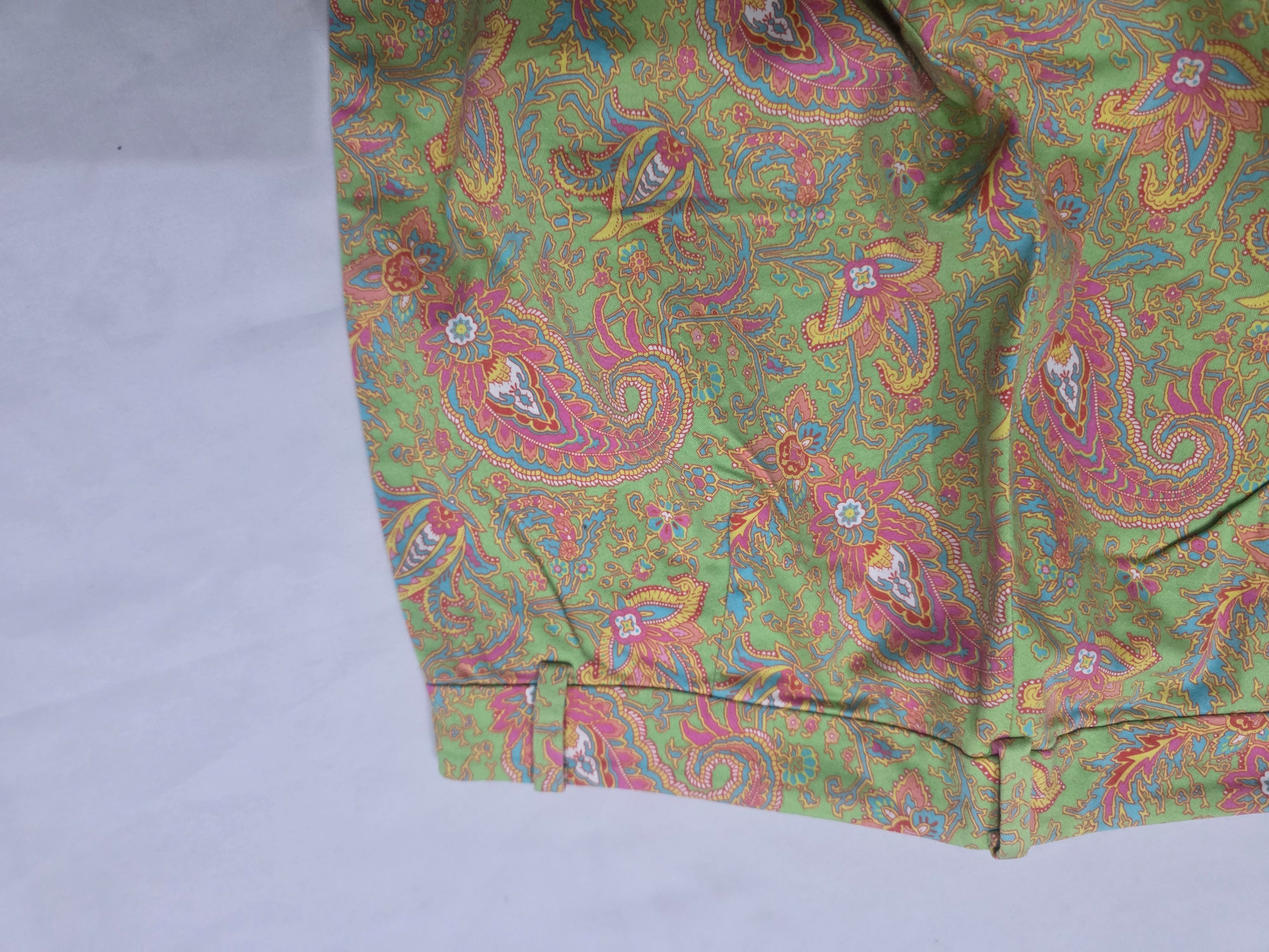 Pantalon Ralph Lauren Talla 6 Color Verde Con Figuras Rosas
