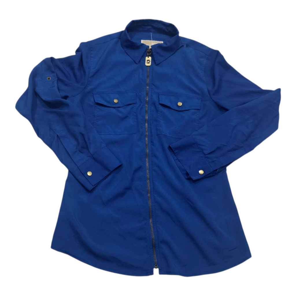 Camisa De Cierre Michael Kors Azul Mujer Manga Larga Chica