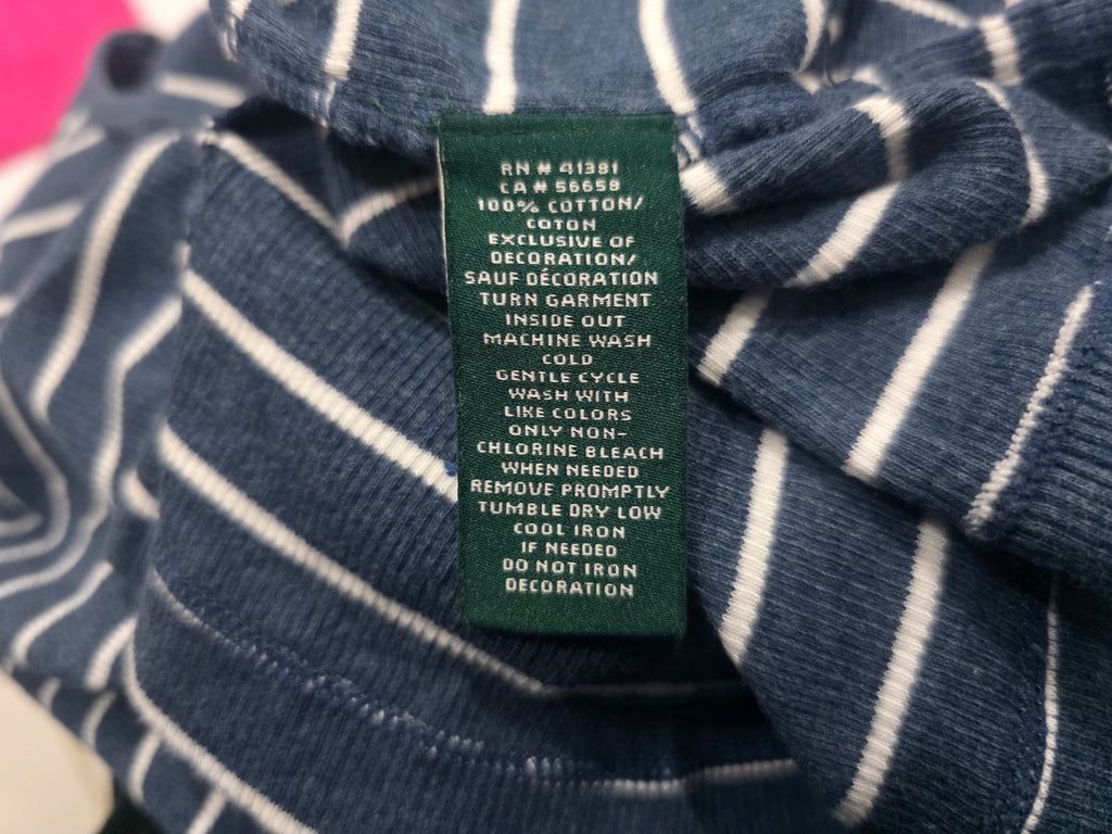 Playera Ralph Lauren Mujer Mediana Azul Grisaceo Manga Larga