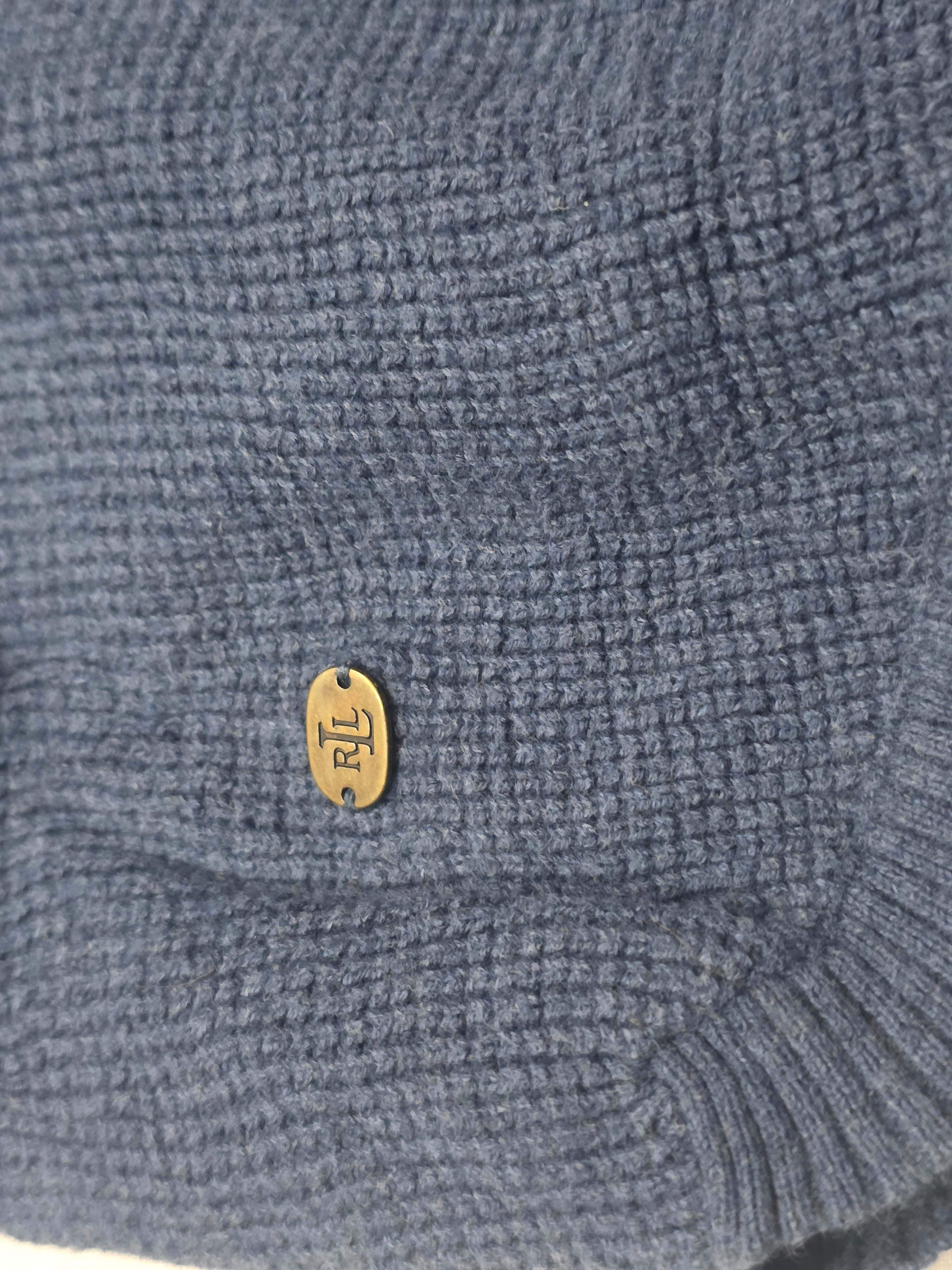 Sueter Ralph Lauren De Mujer Mediano Azul Acero Cuello Alto