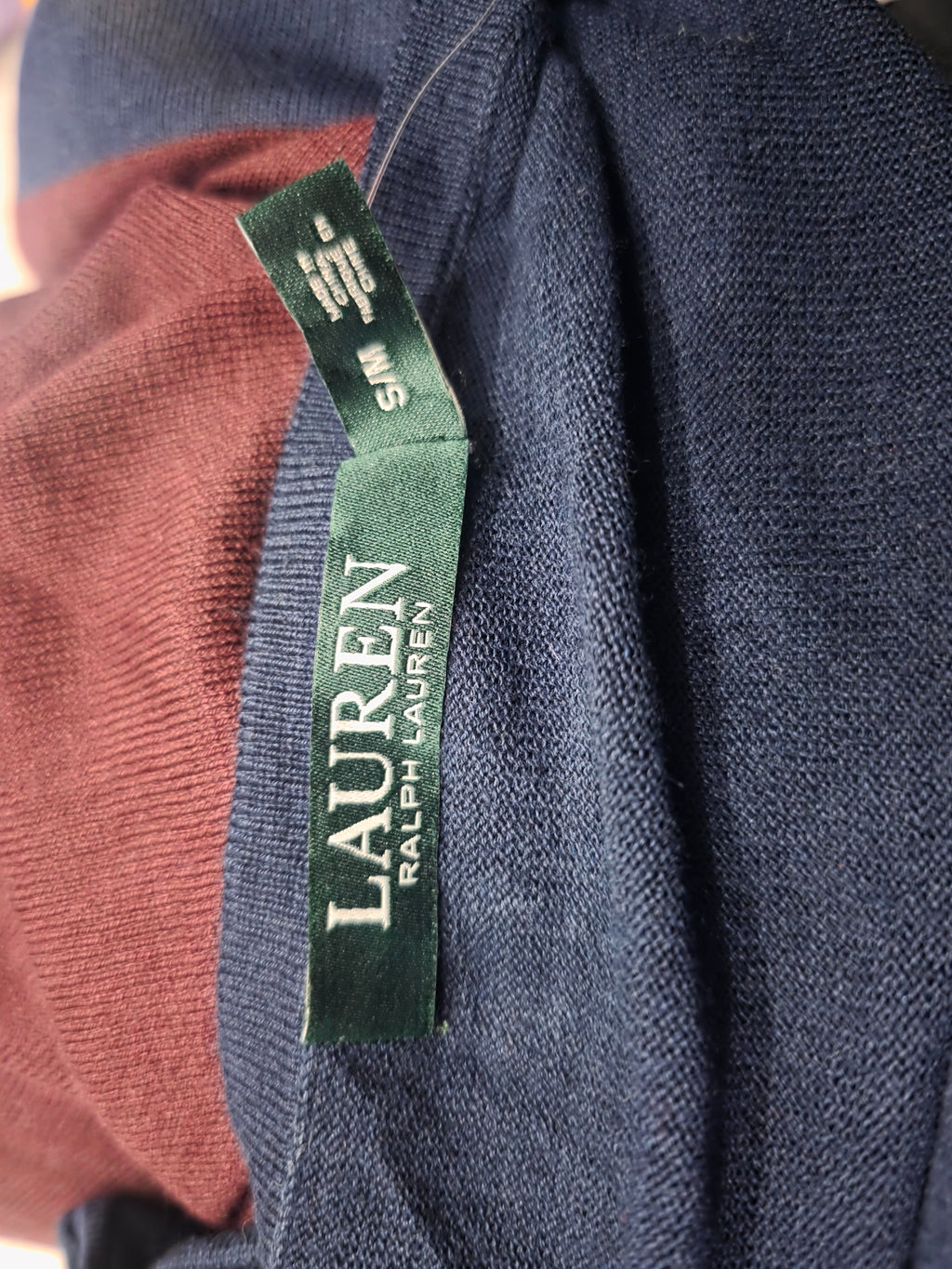 Blusa Ralph Lauren De Mujer S/m Azuo Marino Con Vino