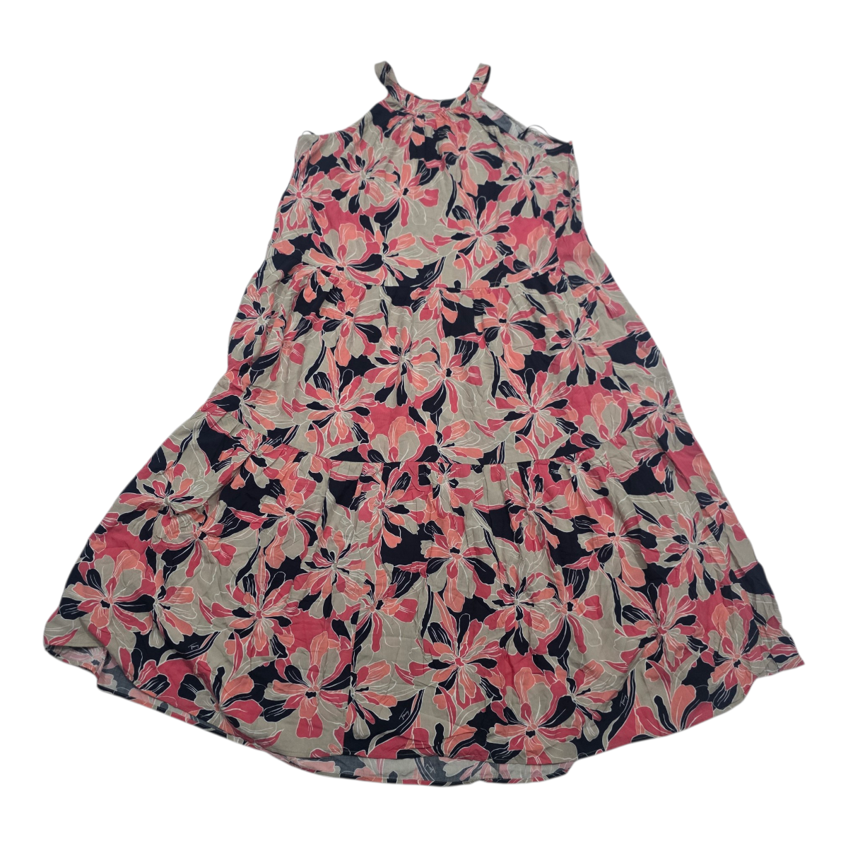 Vestido Tommy Hilfiger Mujer Grande Cafe Con Rosa Sin Mangas