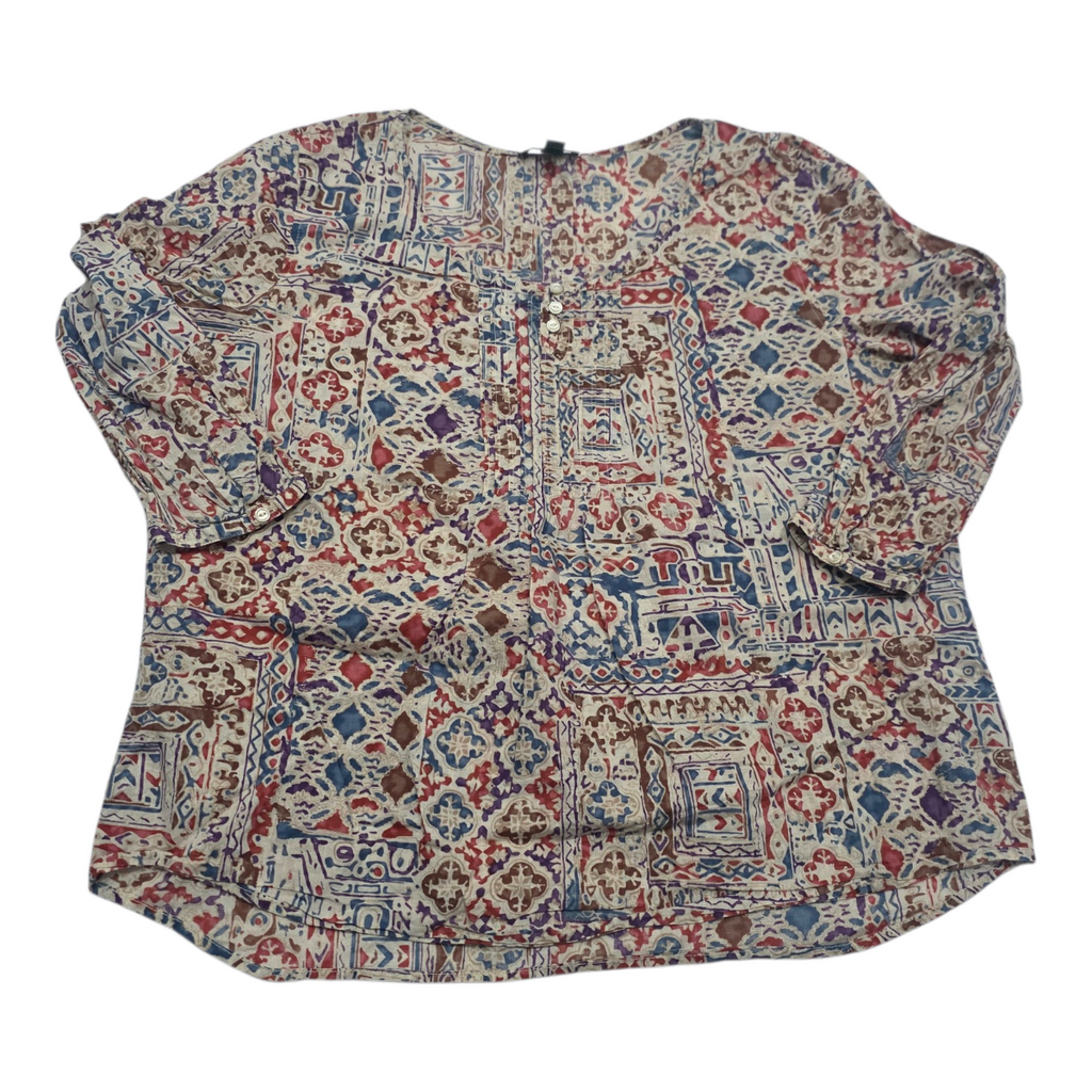 Blusa Ralph Lauren Mujer Talla Extra Grande Cafe Con Figuras