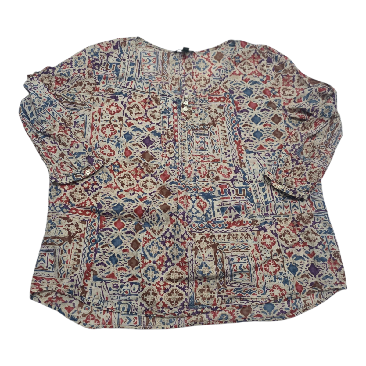 Blusa Ralph Lauren Mujer Talla Extra Grande Cafe Con Figuras