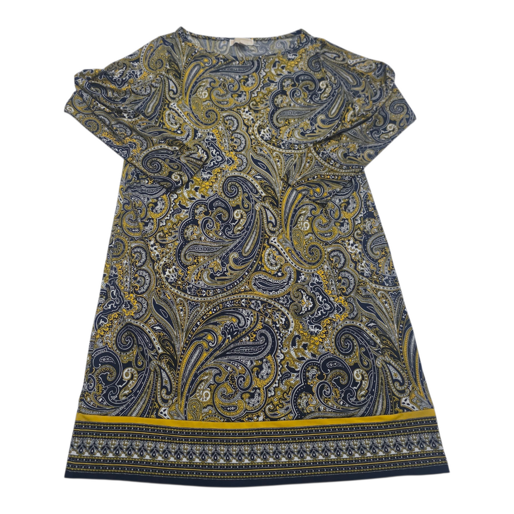 Vestido Michael Kors Mujer Talla1x Amarillo Azul Manga Larga