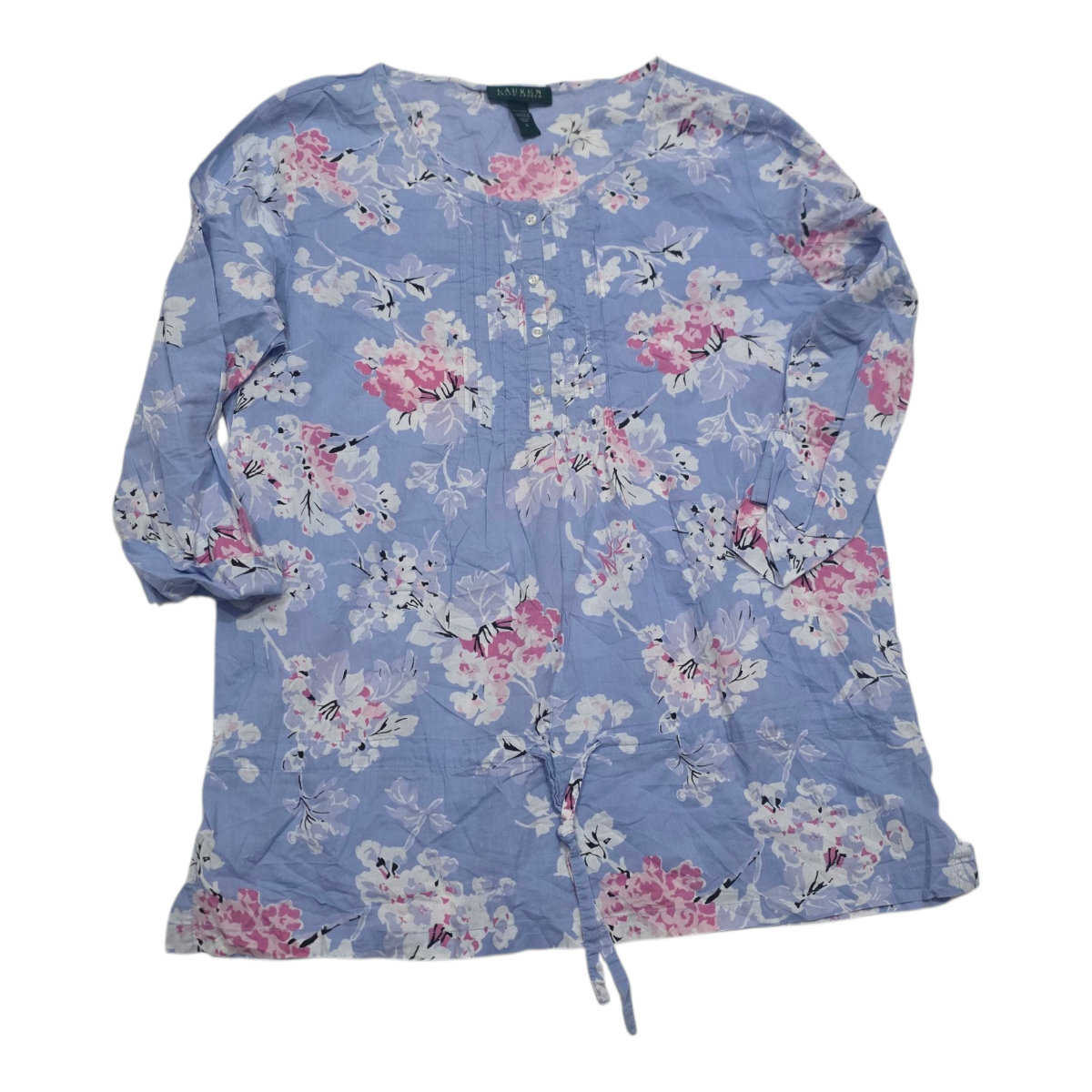 Blusa Ralph Lauren De Mujer Talla Chica Azul Con Flores