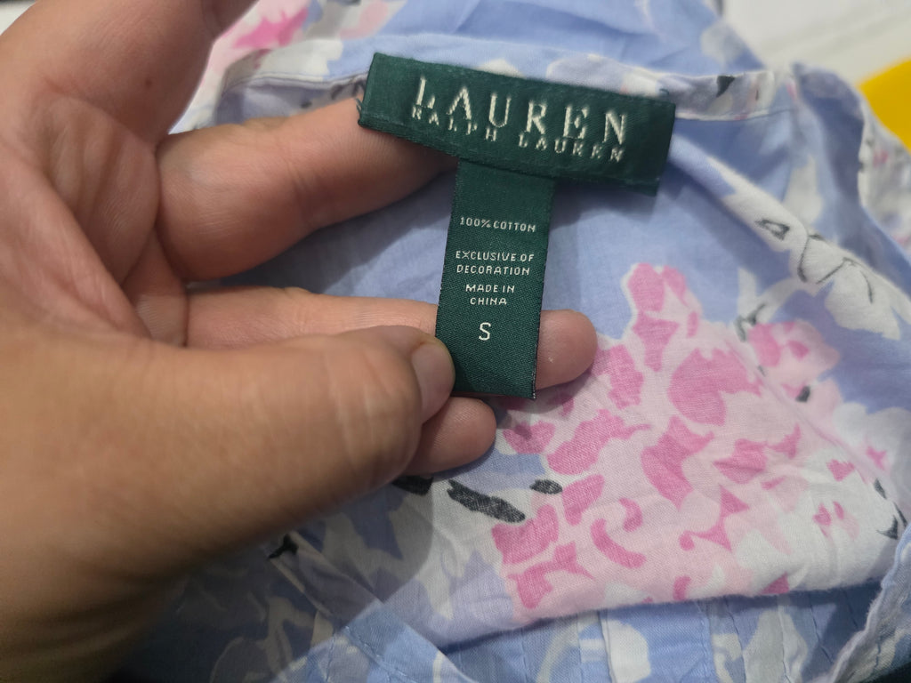 Blusa Ralph Lauren De Mujer Talla Chica Azul Con Flores