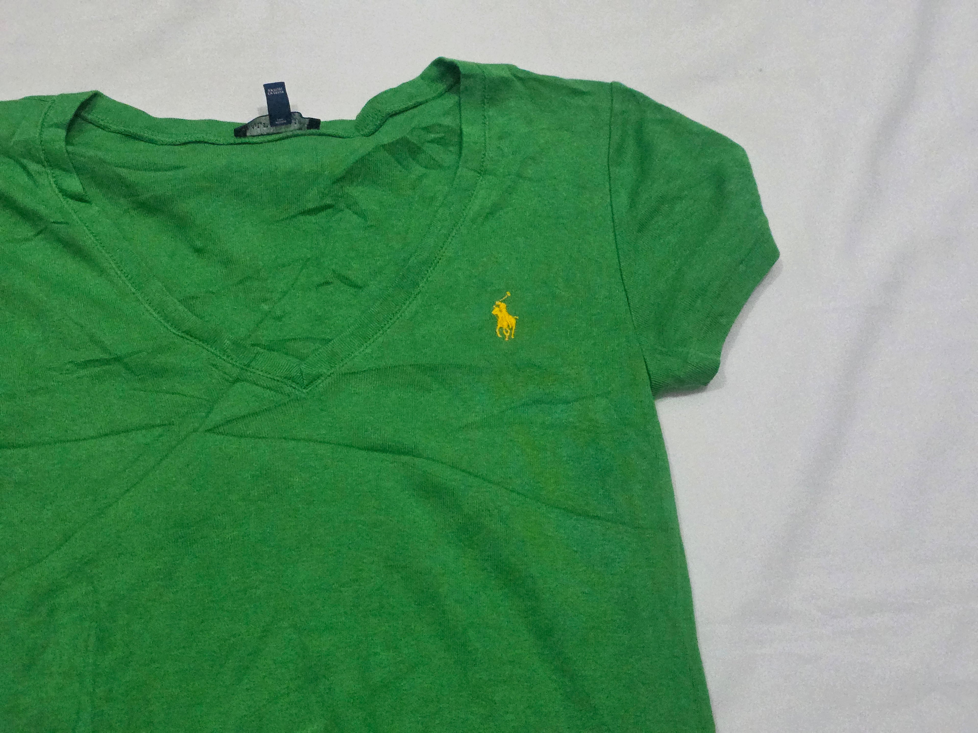 Playera Ralph Lauren Verde Poni Amarillo De Mujer Grande