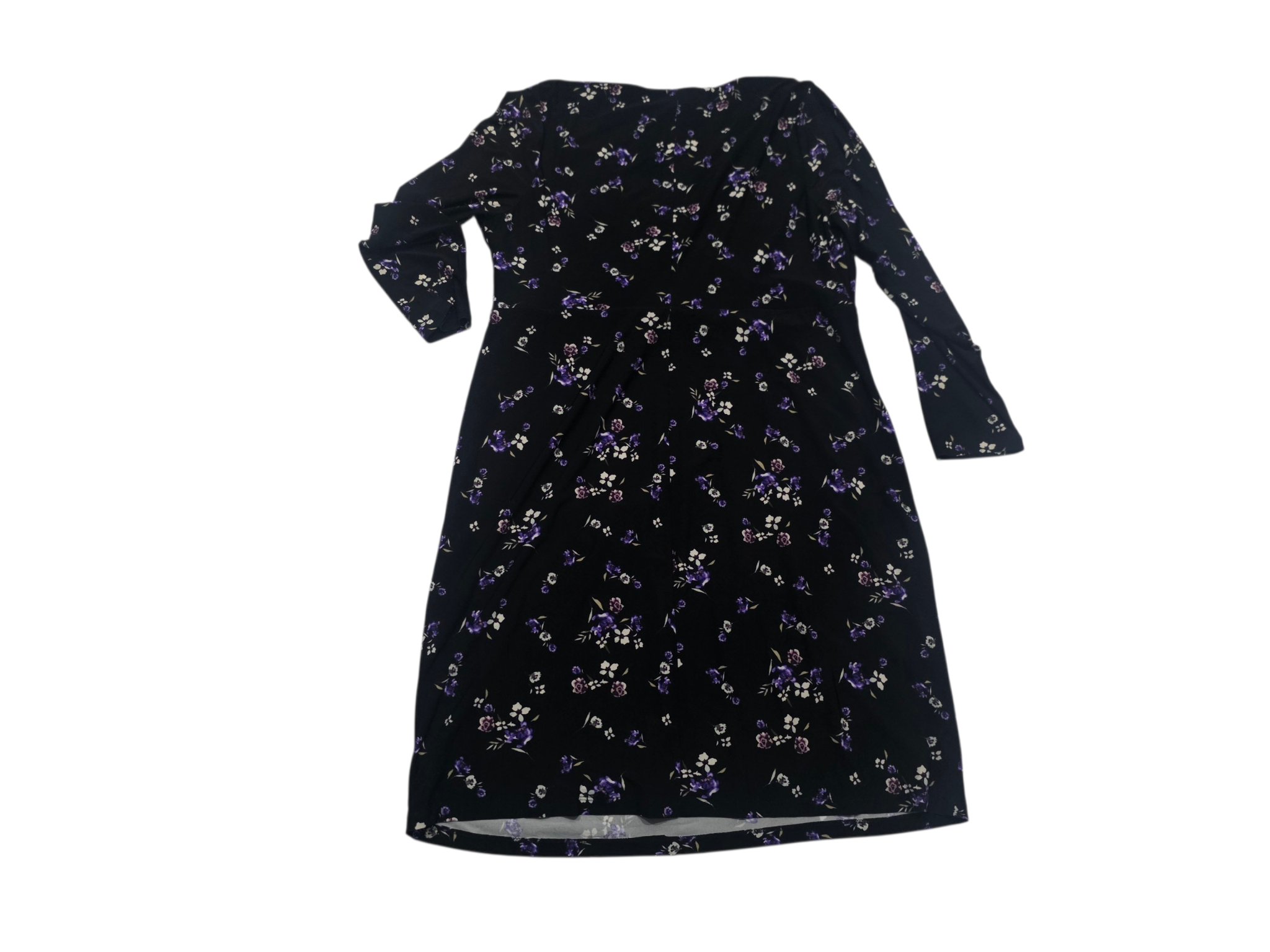 Vestido Ralph Lauren Mujer Talla 14w Negro Flores Moradas