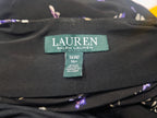 Vestido Ralph Lauren Mujer Talla 14w Negro Flores Moradas