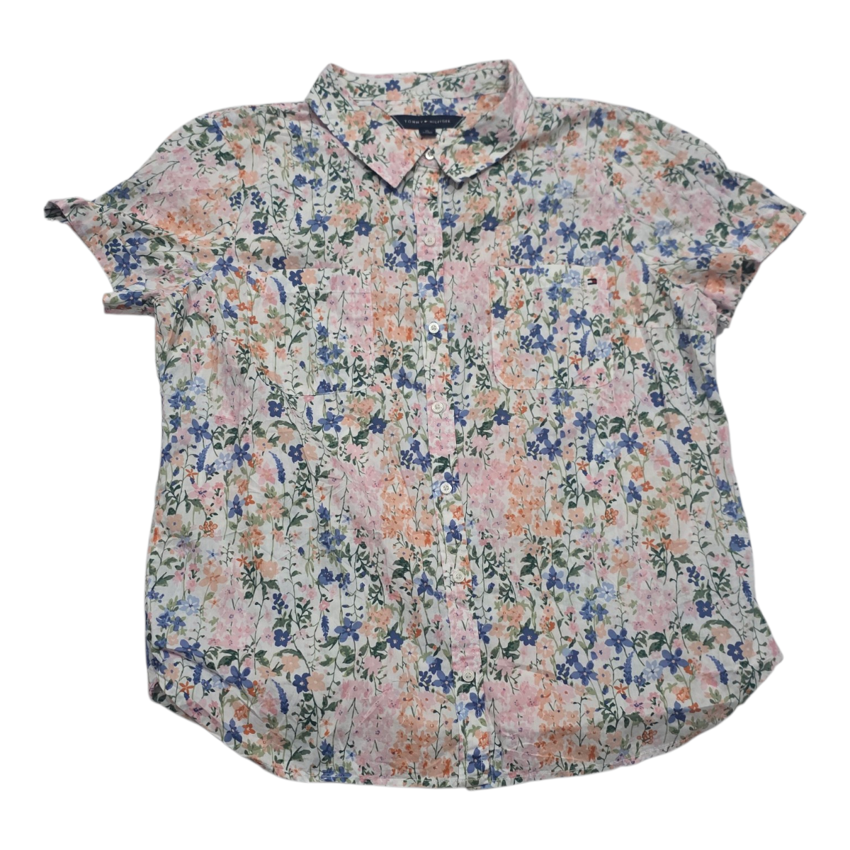 Camisa Manga Corta Tommy Hilfiger De Mujer Rosa Con Flores