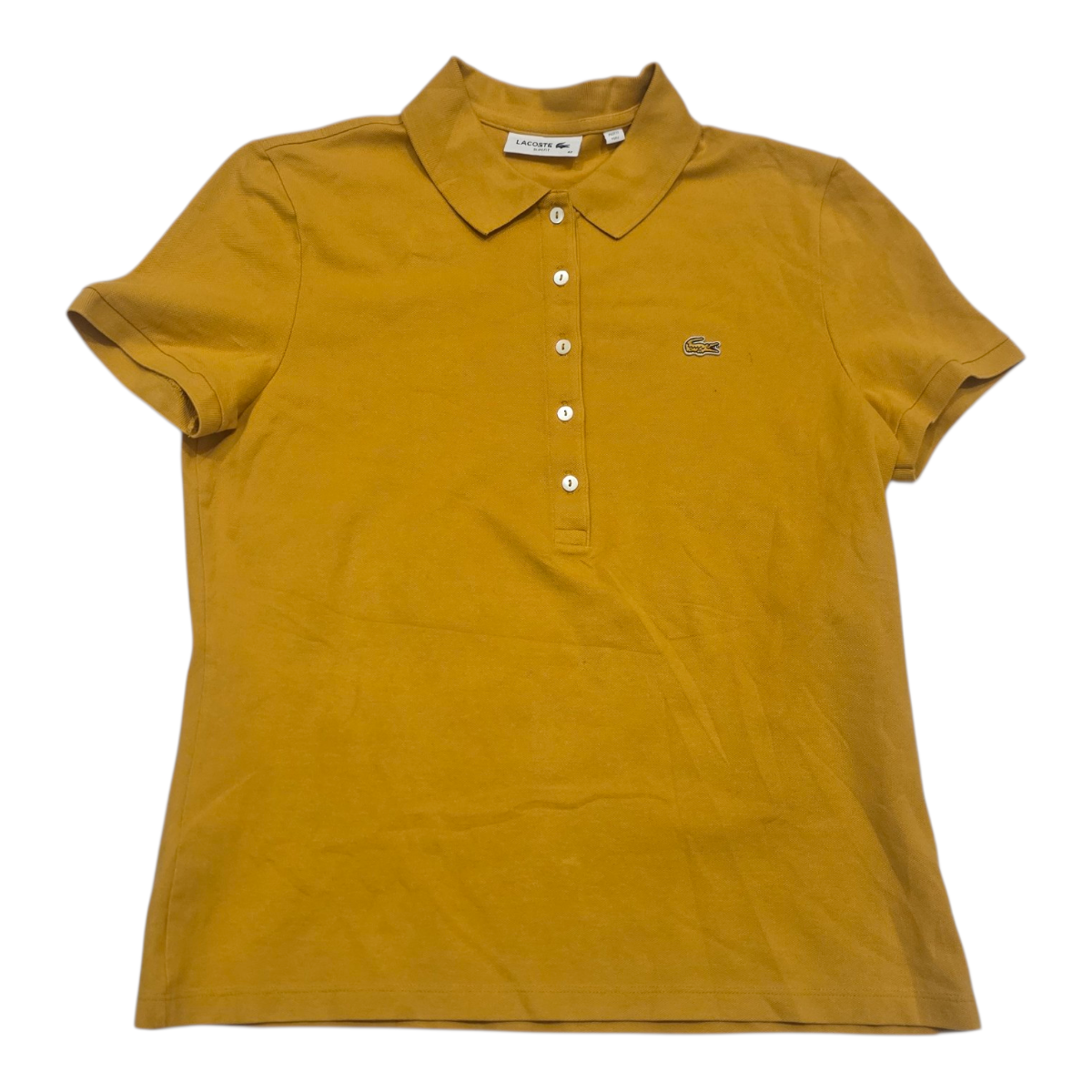 Playera Lacoste Talla 42 Grande Mujer Mostaza Cuello Polo