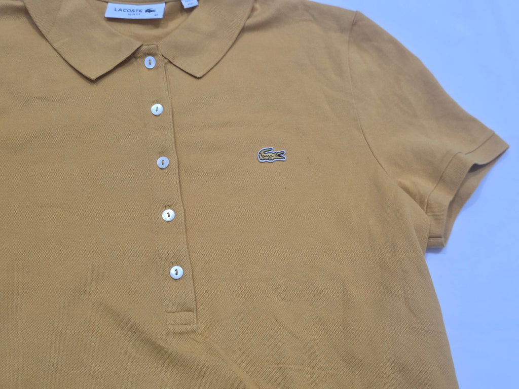 Playera Lacoste Talla 42 Grande Mujer Mostaza Cuello Polo