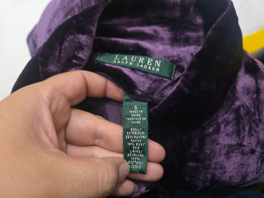 Blazer De Terciopelo Ralph Lauren Color Morado Mujer Talla 6