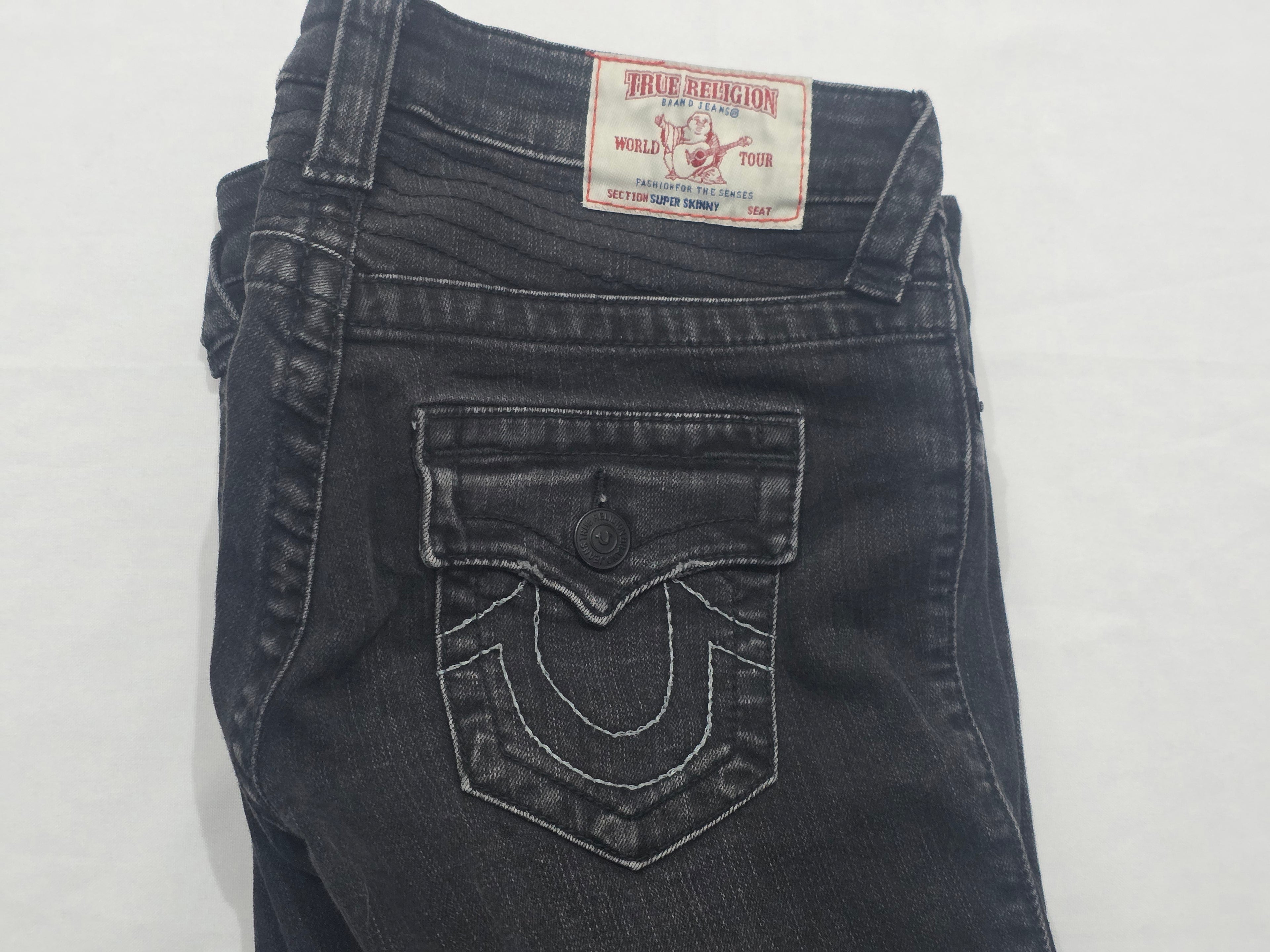 Pantalon True Religionmujer Talla 25 Color Gris Super Skinny
