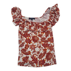 Blusa Tommy Hilfiger De Mujer Talla Chica Naranja Con Olan