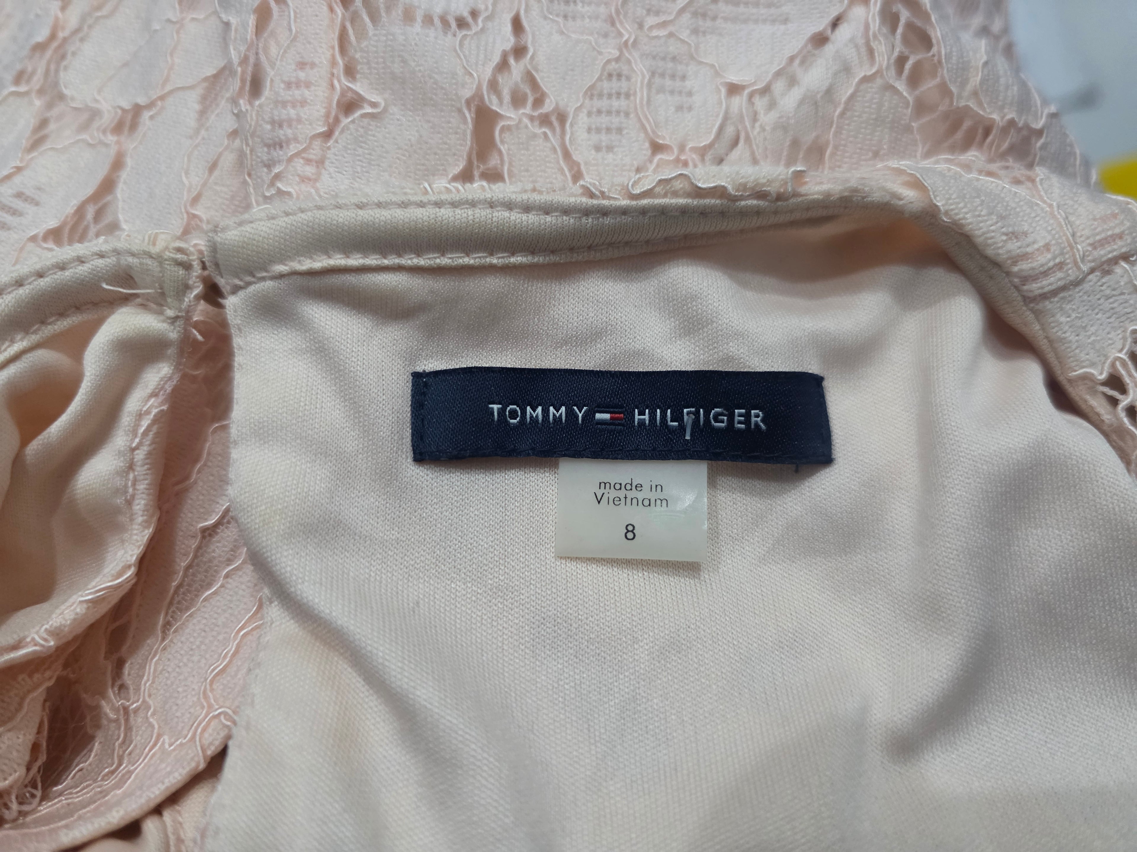 Vestido Tommy Hilfiger De Mujer Talla 8 De Encaje Rosa Claro