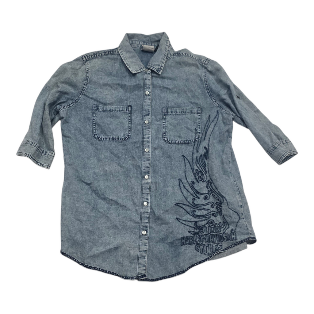 Camisa Harley Davidson De Mujer Talla Mediana De Mezclilla