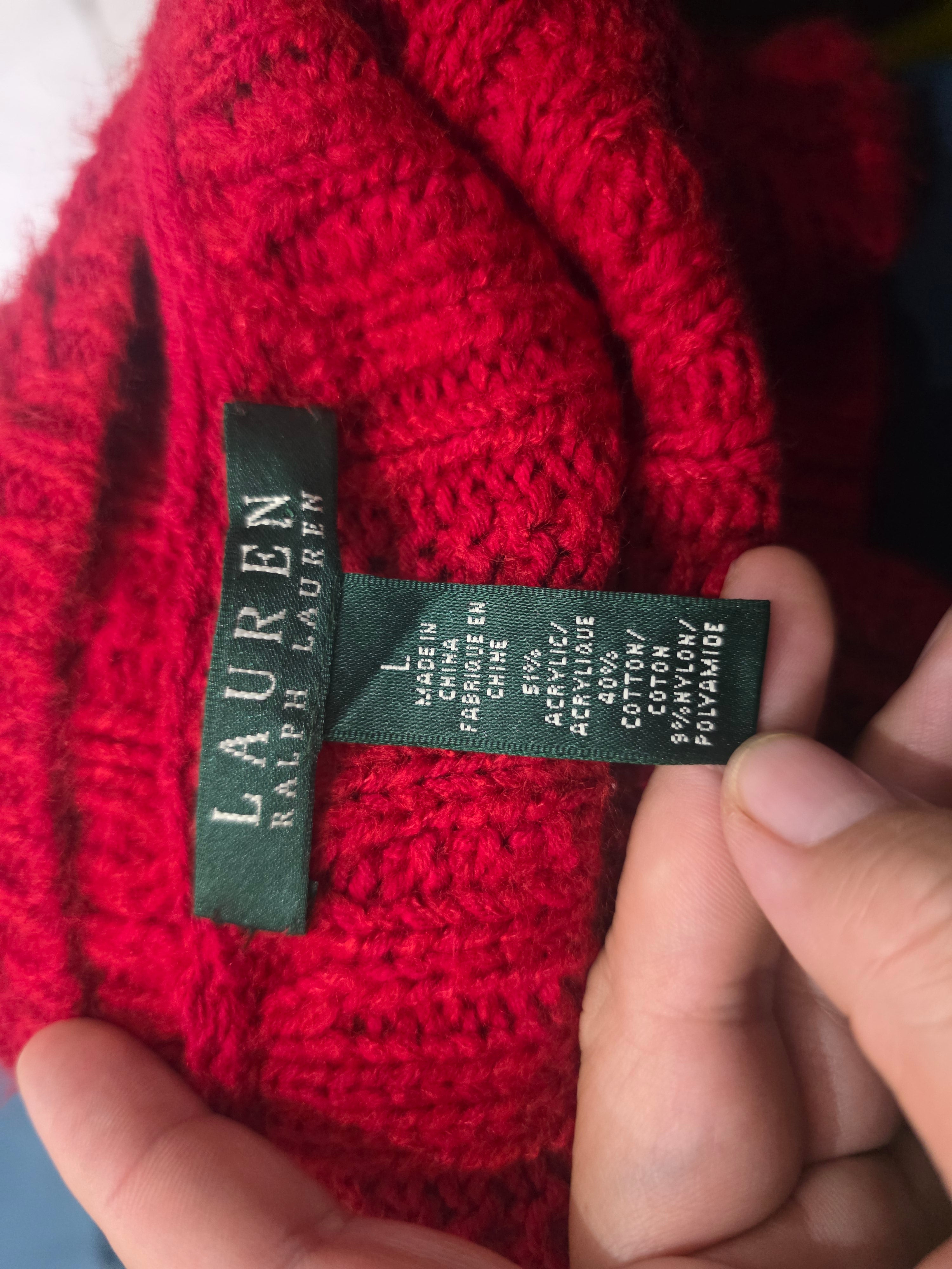 Sueter Ralph Laurenmujer Talla Grande Color Rojo Cuello Alto