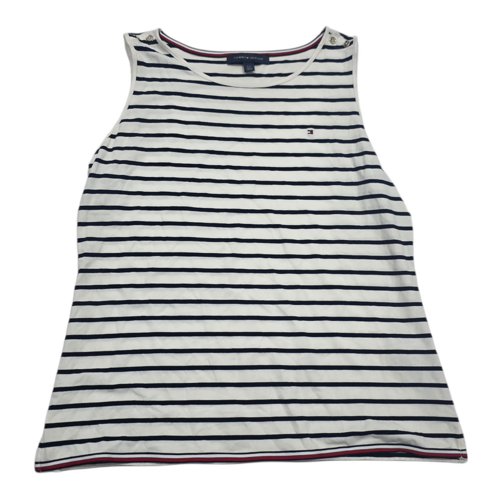 Playera Tommy Hilfiger Grande Sin Mangas Mujer Blancarayada